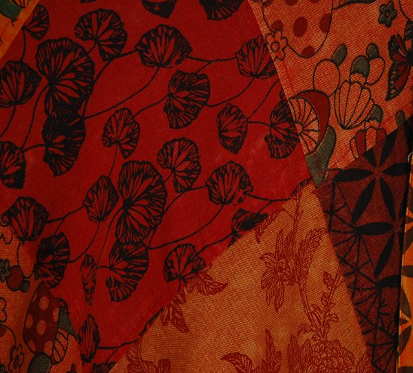Mushroom Patchwork Long Wrap Around Skirt