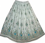 White Sequin Knee Length Skirt  