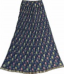 Navy Blue Crinkle Long Skirt 