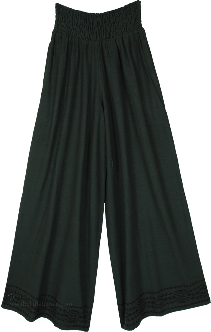 Gaia Green Cotton Wide-Leg Palazzo Pants