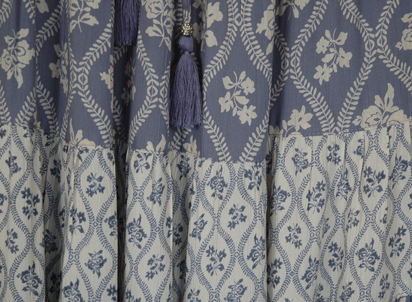Powder Blue Full Swing Printed Tiered Midi Skirt