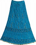 Blue Cotton Crinkle Long Skirt 