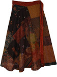 Brown Toned Petite Patchwork Summer Wrap Around Skirt [5918]