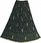 Dark Green Crinkle Long Skirt 