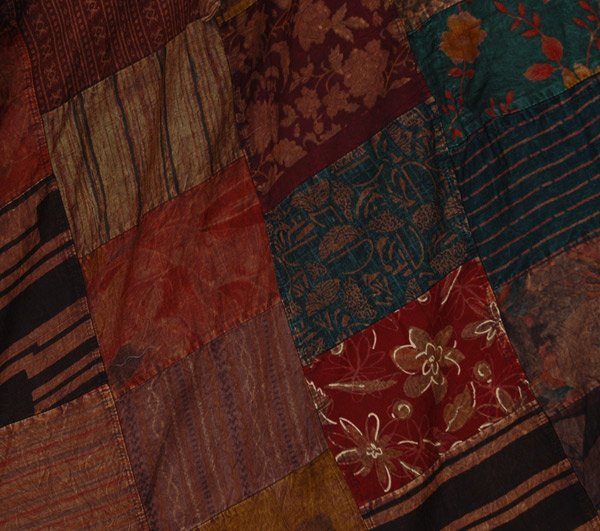 Earthen Bark Boho Patchwork Cotton Maxi Skirt
