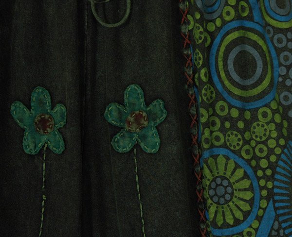 70s Flower Power Green Hippie Pants