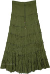 Green Gypsy Tiered Bohemian Dream Skirt [5972]