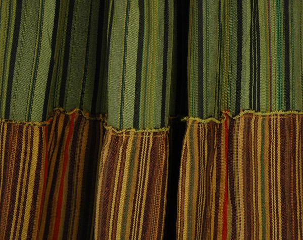 Moss Green and Rust Tiered Patchwork Maxi Skirt