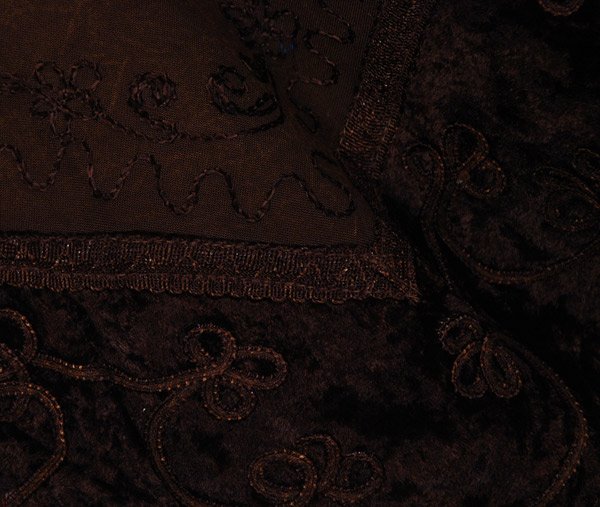Rich Choco Maxi Skirt with Embroidered Velvet Hem