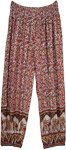 Traditional Elephant Border Harem Pants with Red Flower Print [6004]