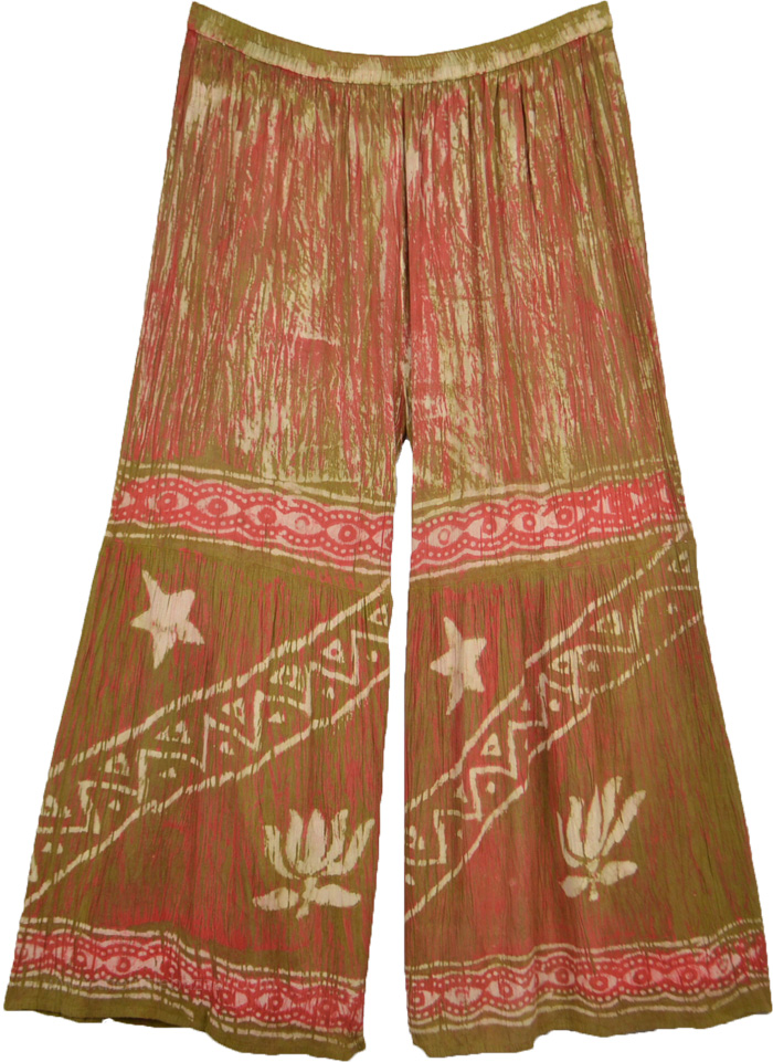 XL To 1X Caramel Candy Batik Wide Leg Palazzo Pants