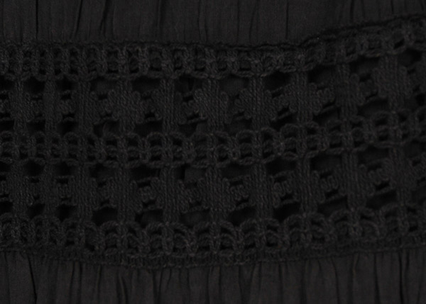 Charisma Black Tiered Long Skirt with Crochet Detail