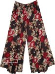 Red Rose Wide Leg Palazzo Pants with Side Pockets