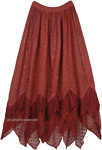 Barn Red Multi Lace Victorian Age Inspired Long Panels Skirt
