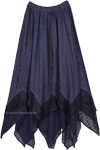 Handkerchief Hem Western Long Skirt with Eyelet Lace