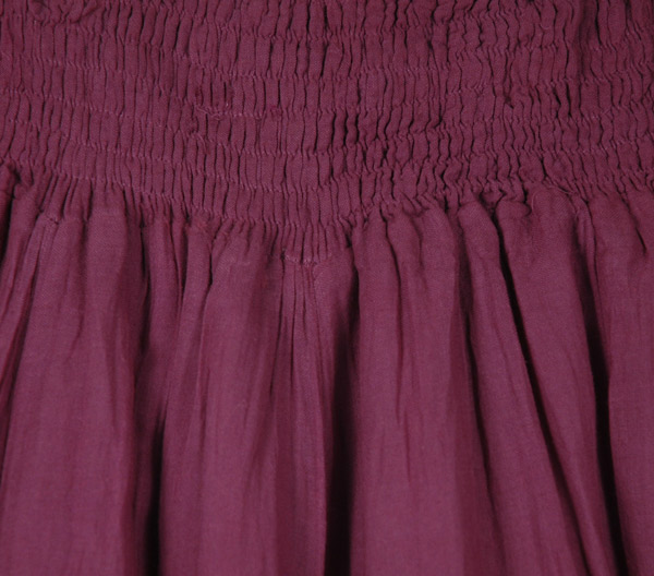 Wild Plum Wide Leg Cotton Palazzo Pants with Shirred Waist