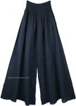 Flared Blue Pants with Pin Tucks on Hem [6076]