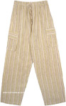 Green Black Trousers with Pockets Cotton Striped Unisex Boho Pants