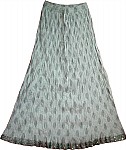 White Silver Crinkle Long Skirt