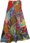 Mountain Gypsy Patchwork Skirt with Multicolor Tie Dye Effect  [6114]