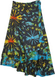 Gypsy Skirt in Black with Wrap Around Waist and Tie Dye Effect [6126]