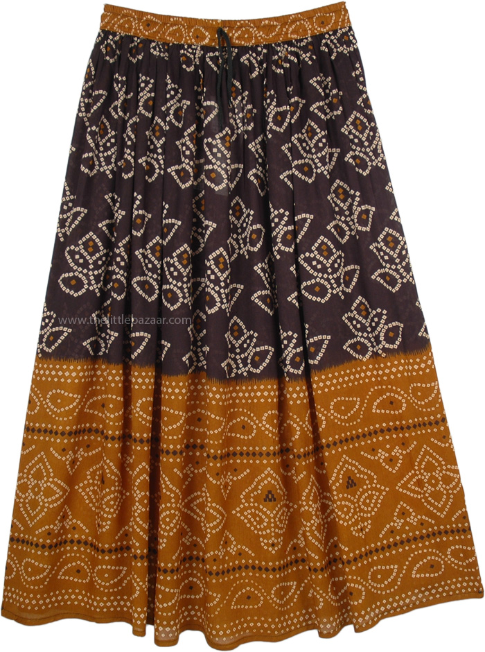 Coffee and Black Streetwear Rayon Long Skirt