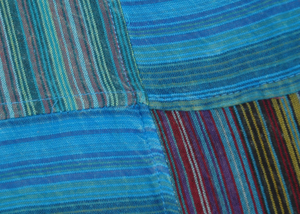 Plus Size Striped Blue Patchwork Cotton Wrap Around Long Skirt