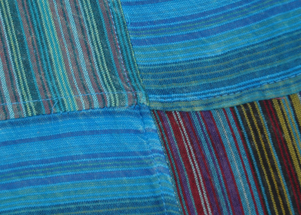 Plus Size Striped Blue Patchwork Cotton Wrap Around Long Skirt
