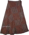 Plus Size Rusty Stonewash Patchwork Hippie Wrap Around Skirt