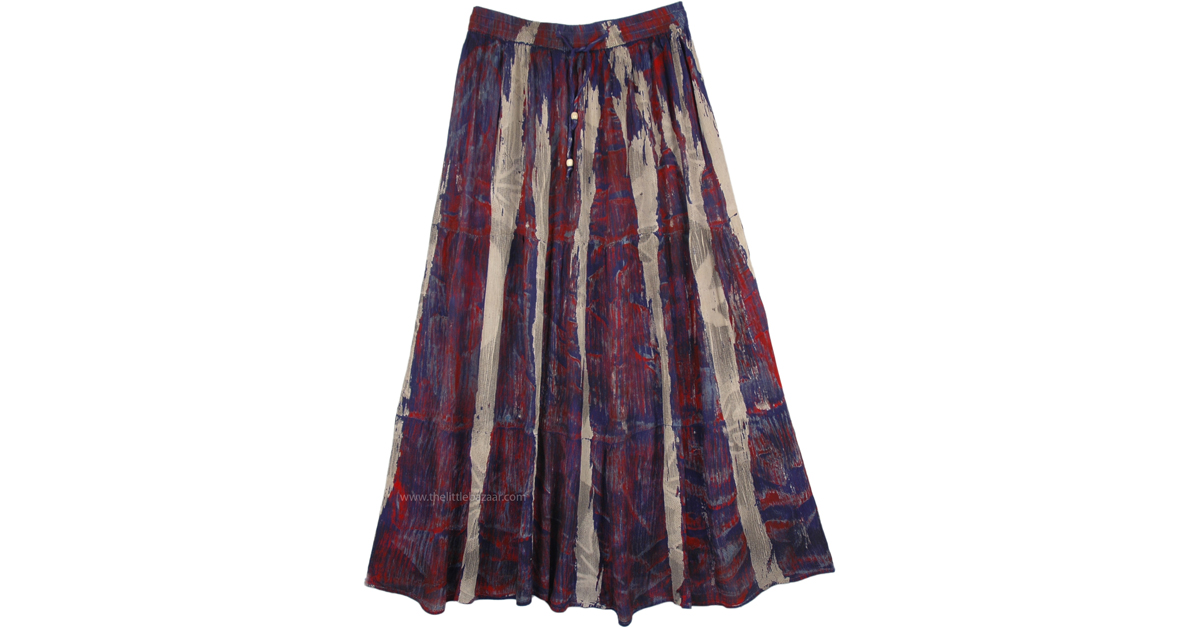 Marble Tie Dye Rayon Boho Street Wear Summer Long Skirt | Blue ...