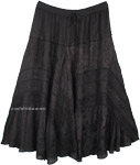 Plus Size Rayon Embroidered Medieval Gypsy Black Skirt