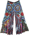Boho Gaucho Layered Patchwork Pants Mandala Print