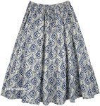 Cloudy Skies Cotton Printed Mid Length Skirt [6249]