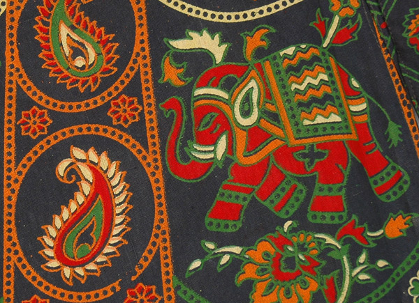 Dancing Girl Green Wrap Skirt with Traditional Elephants