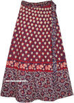 Wrap Style Indian Cotton Long Skirt with Elephant Print