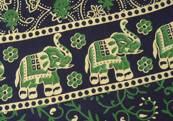 Plus Size Elephant Print Green Cotton Wrap Around Skirt