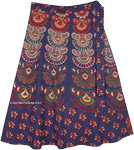 Plus Size Cotton Printed Navy Blue Wrap Skirt Made in India [6265]