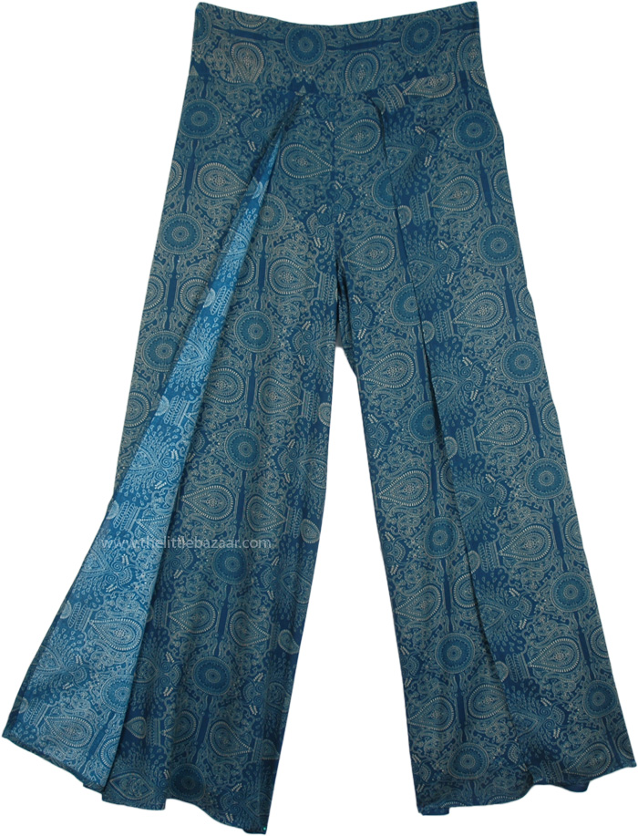 Teal Orange Mandala Palazzo Wrap Pants