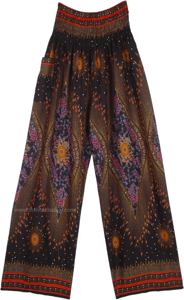 Pull Up Vibrant Psychic Printed Palazzo Pants in Rayon