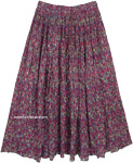 Multicolored Dense Floral Casual Long Cotton Skirt