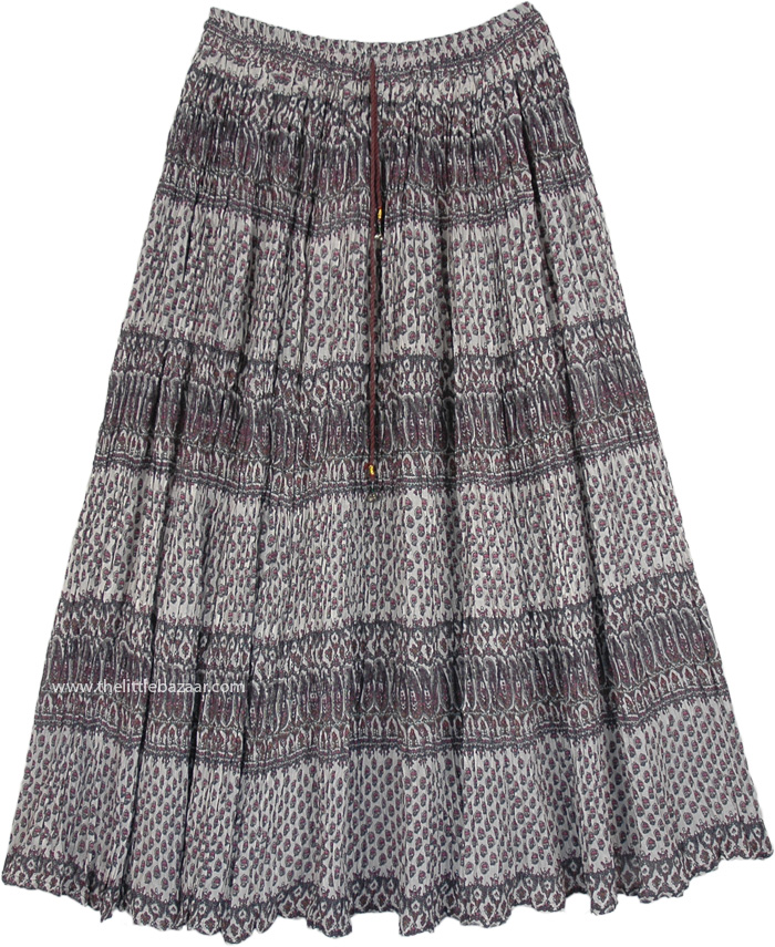 Old Beauty Long Summer Skirt, Indo Bohemian Printed Cotton Long Skirt