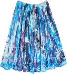 Abstract Artist Cotton Fabric Long Skirt With Blue Splashes [6282]