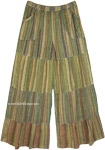 Vertical Tropical Stripes Boho Wide Leg Pants with Pockets
