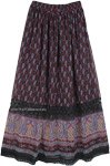 Black Knight Long Skirt in Rayon with Lace Accents [6298]