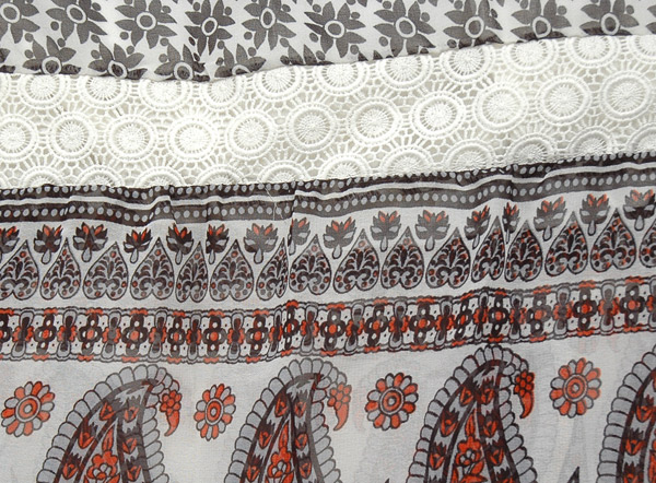 indo Bohemian Long Skirt In Georgette with Lace