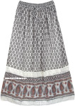 Indo Bohemian Long Skirt in Georgette with Lace