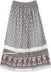 Indo Bohemian Long Skirt in Georgette with Lace