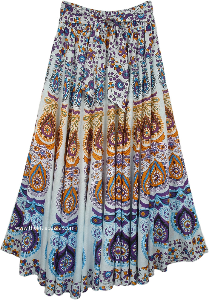 Beach Inspired Floral Prints Hippie Cotton Long Skirt
