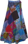 Multicolor Patchwork Abstract Long Wrap Around Skirt [6306]