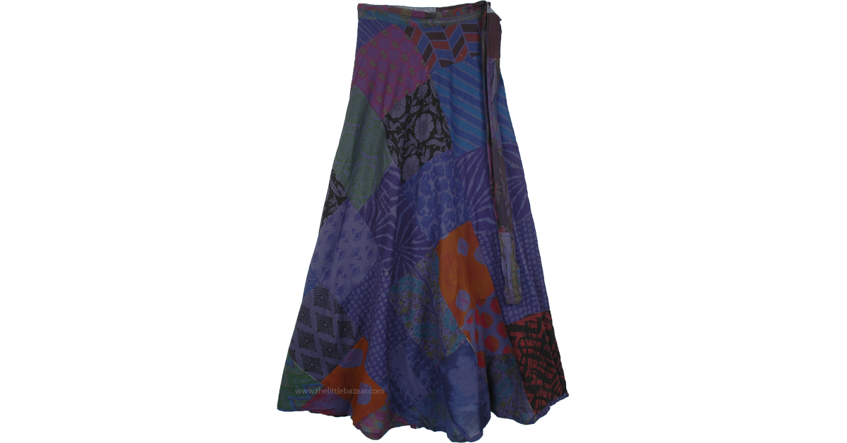 Wrap Around Skirt Long for Summer in Blue Purple | Blue | Wrap-Around ...